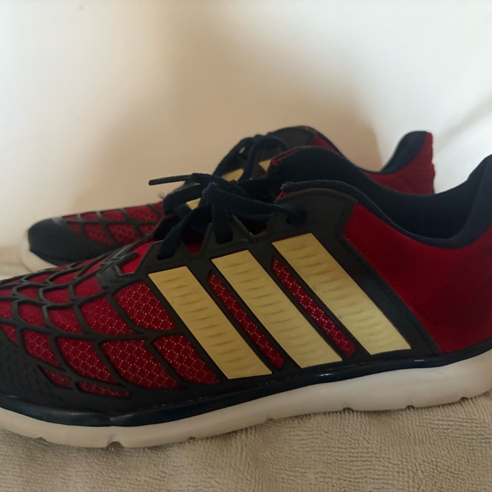 Adidas Red and Gold Mesh Sneakers-Spider-Man size Y 5